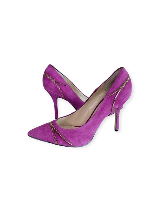 Enzo Angiolini Shoes - Enzo Angiolini Magenta Suede Pump Zipper Detail Womens Size 10M 3 inch heel Good